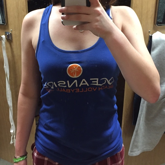 Blue volleyball tank top
