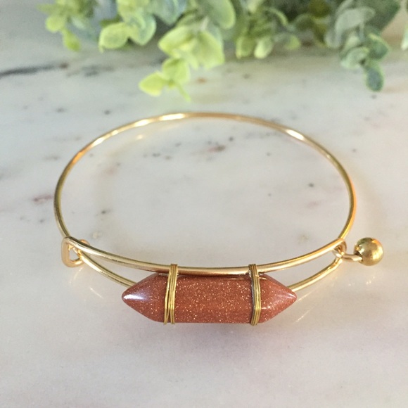 "Quinn" Bracelet || Brown Goldstone Bullet Bangle - Picture 2 of 6