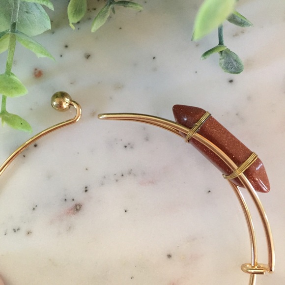 "Quinn" Bracelet || Brown Goldstone Bullet Bangle - Picture 3 of 6