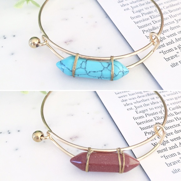 "Quinn" Bracelet || Brown Goldstone Bullet Bangle - Picture 4 of 6