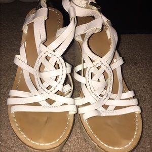 Guess white crisscross wedges