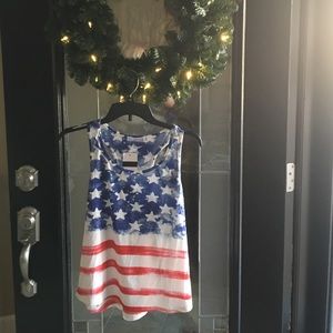 Sleeveless summer tank top  red white blue