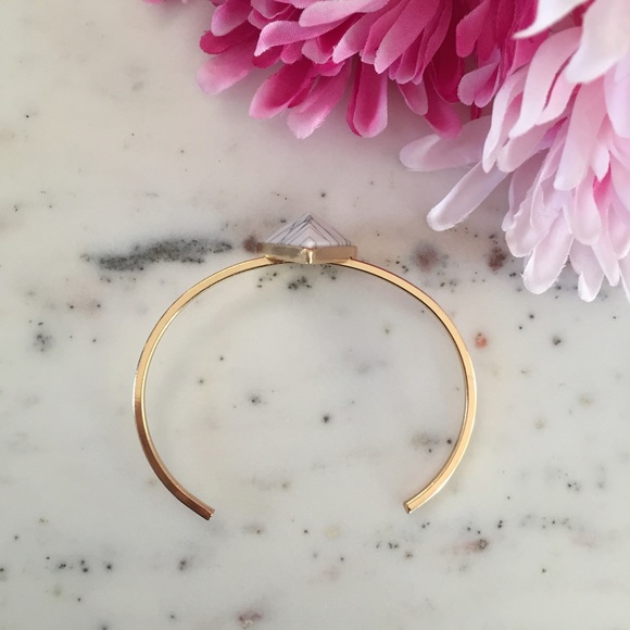 "Olivia" Bracelet || White Marble Triangle Cuff - Picture 3 of 5