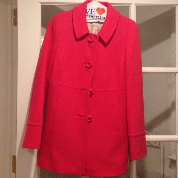 Pink JCrew wool blend coat.