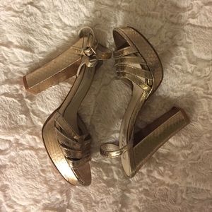 Authentic Michael Kors Gold Strappy Heels - 7M