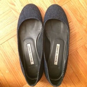 Manolo Blahnik denim flats