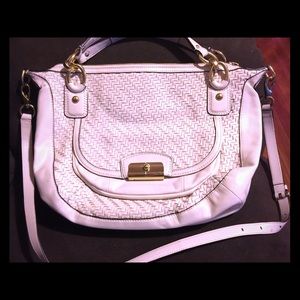 Coach white leather handbag.