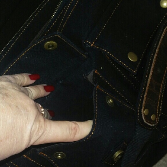 NEW Rustic Msgr bag/black denim and Brown leather - Picture 4 of 4