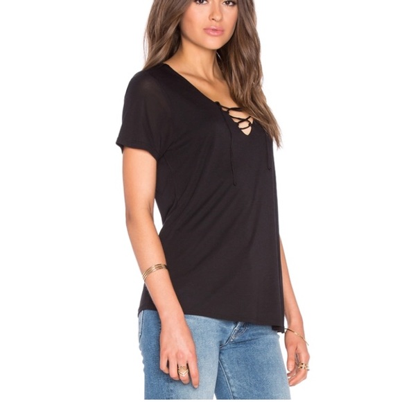 Black Lace Up Tee! - Picture 2 of 3