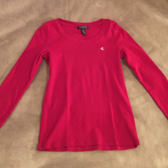 Ralph Lauren Red Basic Tee Long Sleeve