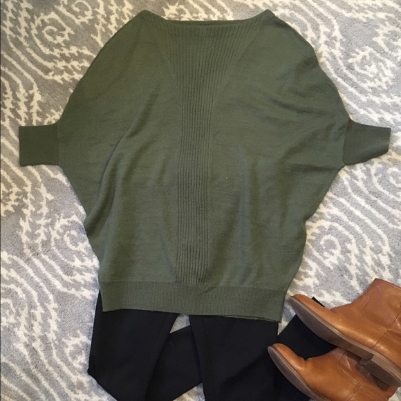 Olive Green Poncho Drapey Sweater