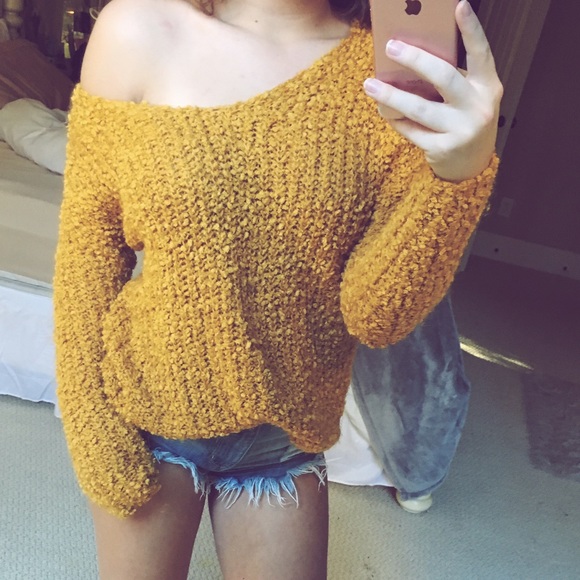 Forever 21 Sweaters - s o l d •• mustard sheep knit sweater