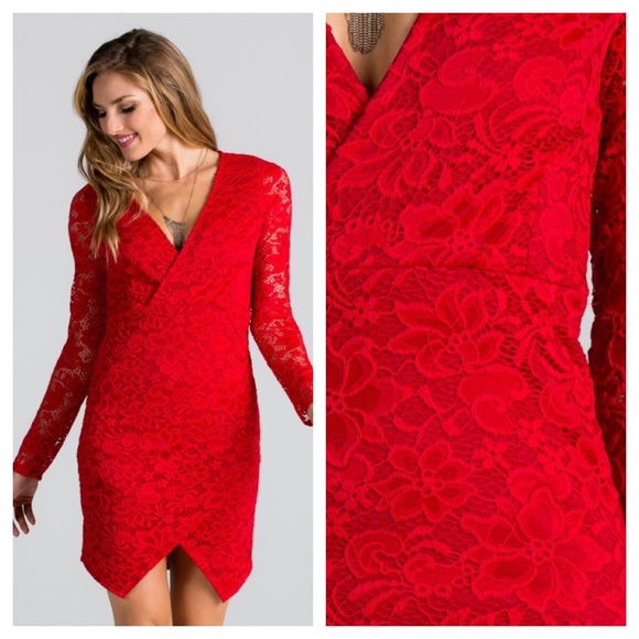 Lace Perfection Red Dress - Picture 3 of 4