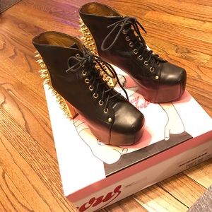 Jeffery Campbell Spiked black leather Lita boots !