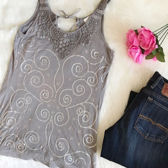Kenar Tops - Kenar Sequin Tank with tie back.