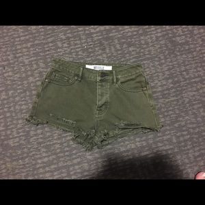 Olive green jean shorts