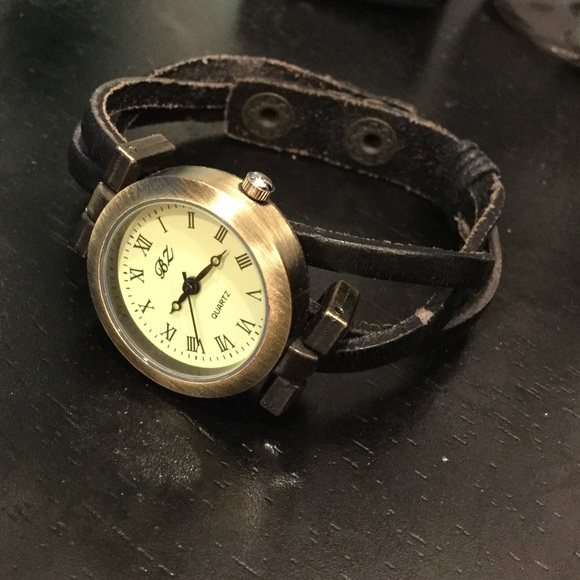 Black leather watch!
