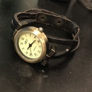 Black leather watch!