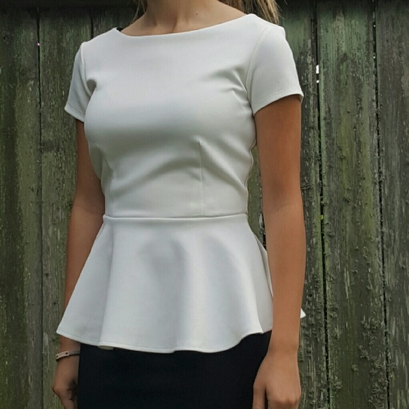 Crisp white peplum blouse