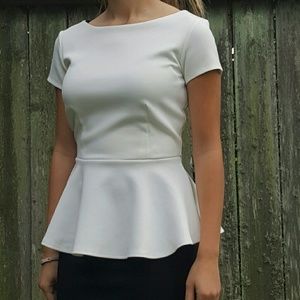 Crisp white peplum blouse