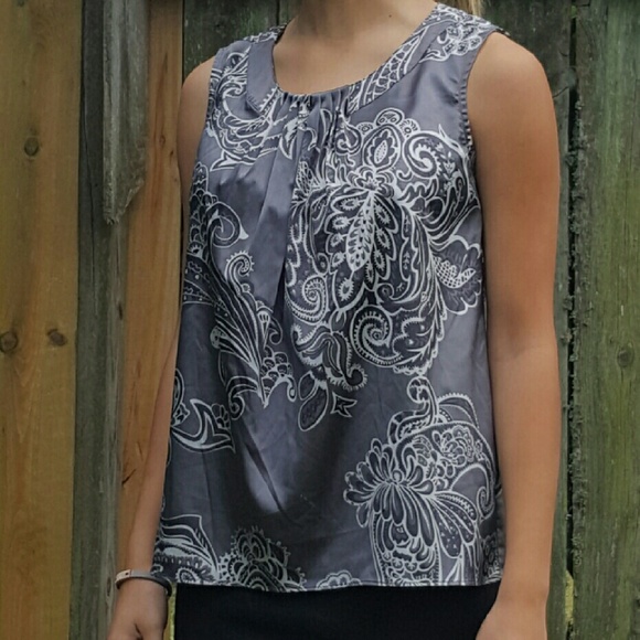 Gray paisley blouse