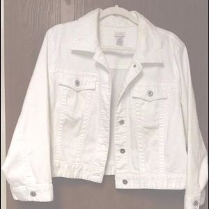 CHICO'S WHITE DEMIN JACKET; Sz 3 (14-16)