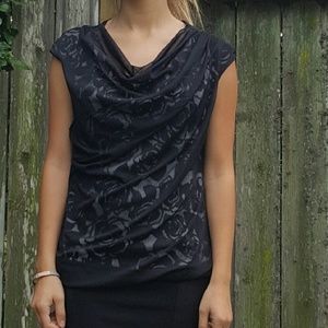 Black cowl-neck top