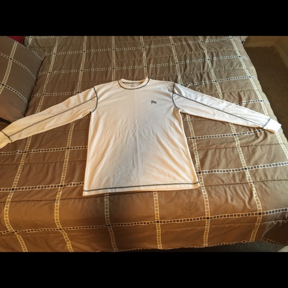 White Thermal Shirt w/Dk Blue stitching Sz M