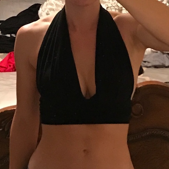 Black tie back crop top