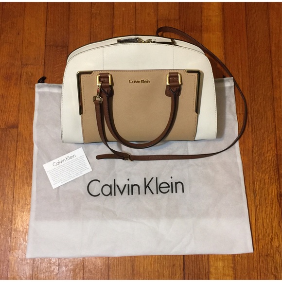 Calvin Klein White & Tan Purse