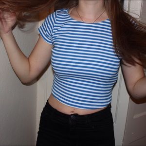 Striped Blue Zara Crop Top