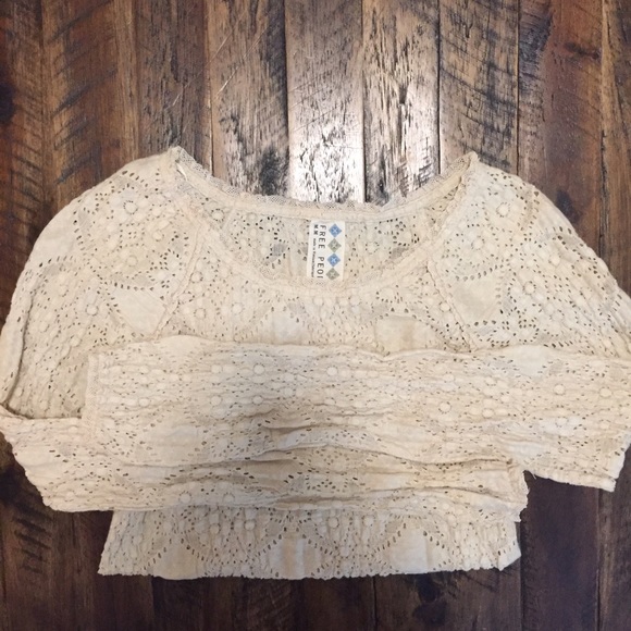 Free People Crochet Long Sleeve Top