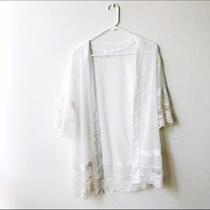 White lace kimono shawl