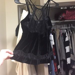 Black lace peplum top, never been worn! Tags on