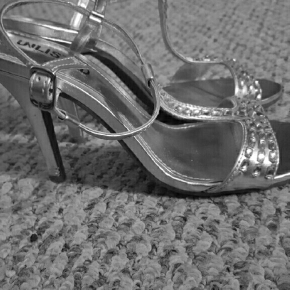 Silver heels with jewels
