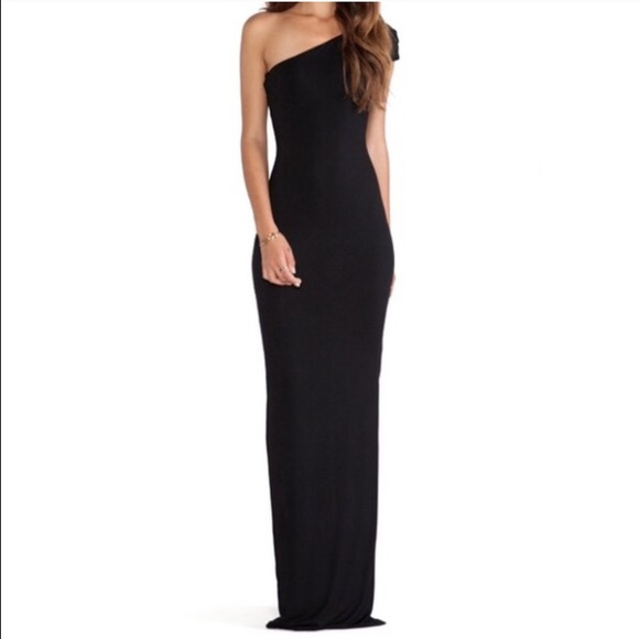 One Shoulder Black Dress W/Side Slit