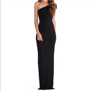 One Shoulder Black Dress W/Side Slit