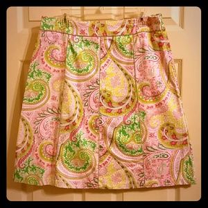 Pink and green paisley skirt