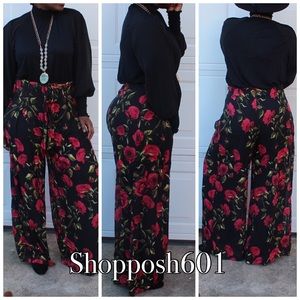 Palazzo pants with rose print