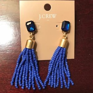 J. Crew blue tassel earrings NWT