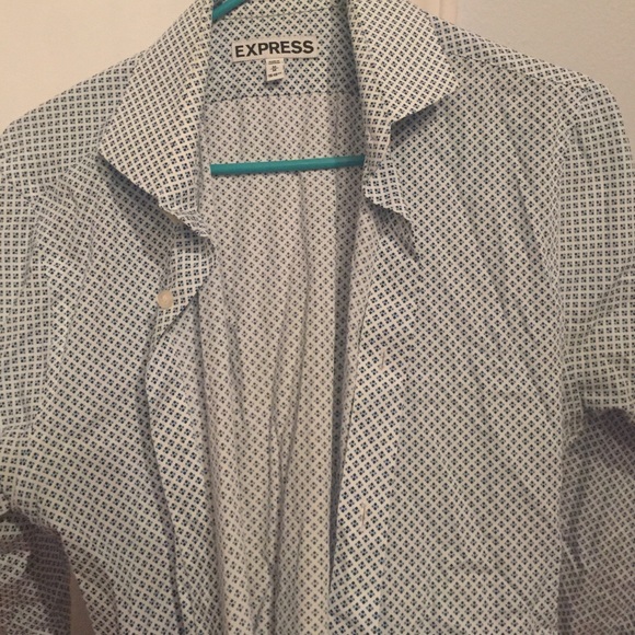 Express Extra Slim Fit Geometric Dress Shirt Blue