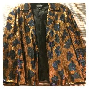 Leopard Sequin loose fitting Blazer