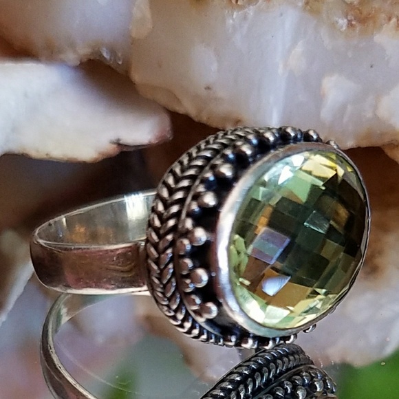 Handmade Jewelry - Handmade Sterling Cushion Cut Yellow Citrine Ring