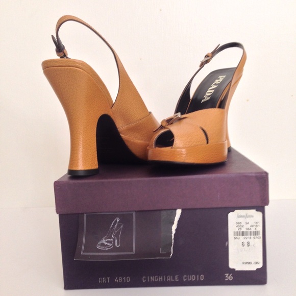 ‼️SOLD‼️ NIB [Prada] Retro Peep Toe Platform Heels - Picture 7 of 8