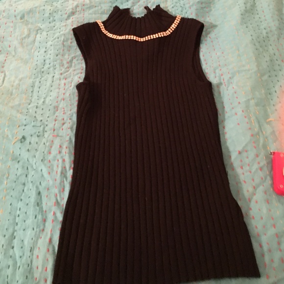 Black mock turtleneck with rhinestone detail - Picture 2 of 3