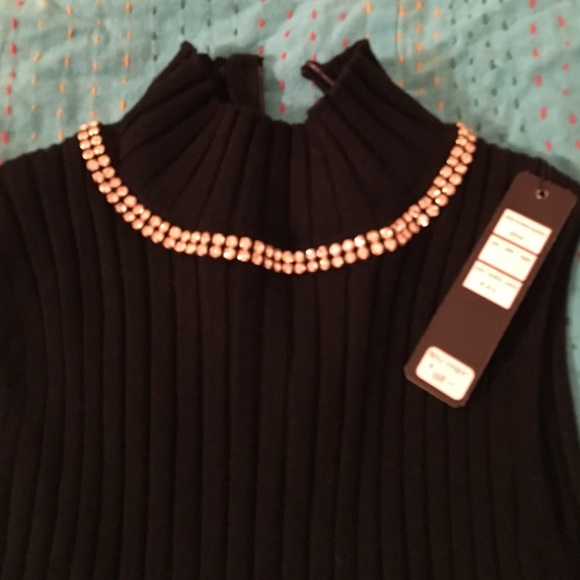Black mock turtleneck with rhinestone detail - Picture 3 of 3
