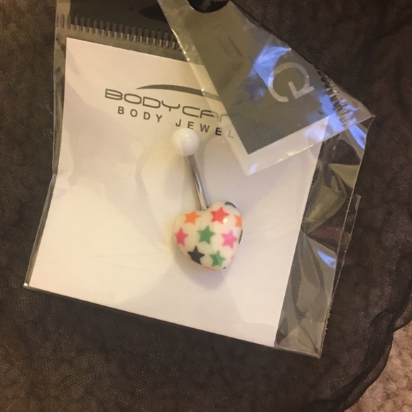 Heart belly ring with rainbow stars