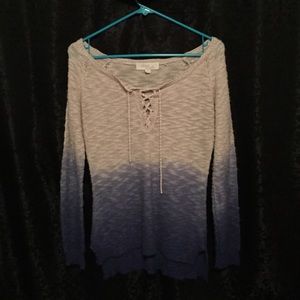 Blue to Tan Long Sleeve Shirt
