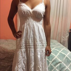 Flared White Sundress Spaghetti Straps