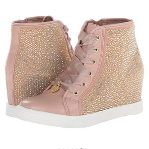 Stuart Weitzman Nude Pink Sparkle Wedged Sneakers